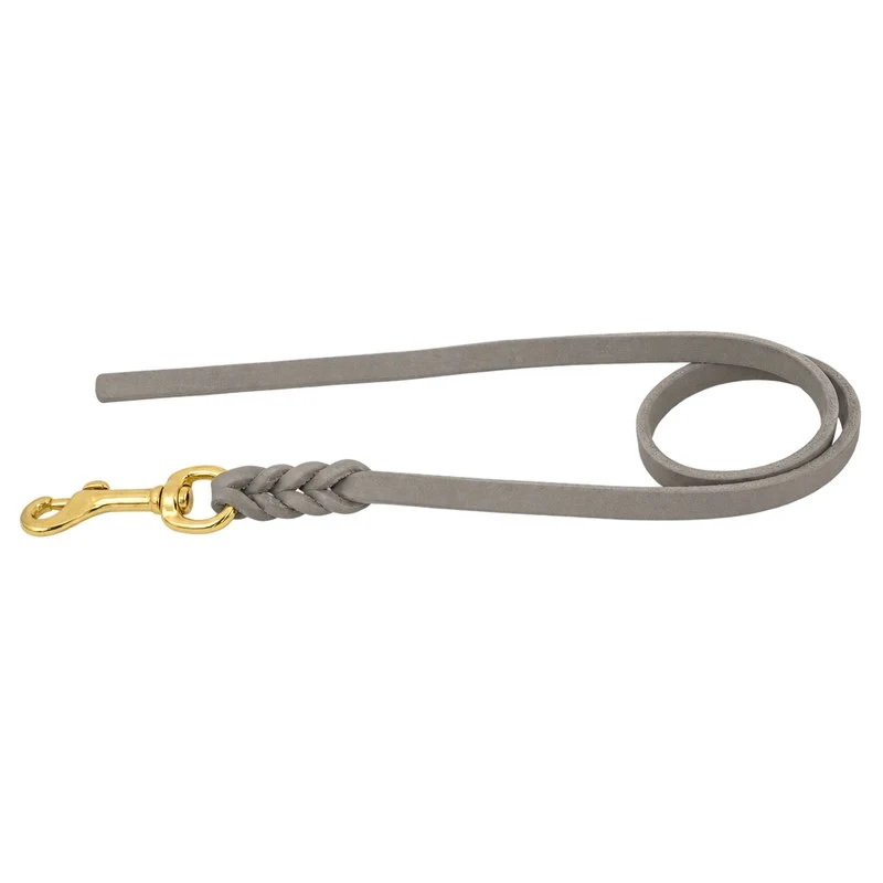 Bellepet Fettlederleine ohne Handschlaufe – Messing