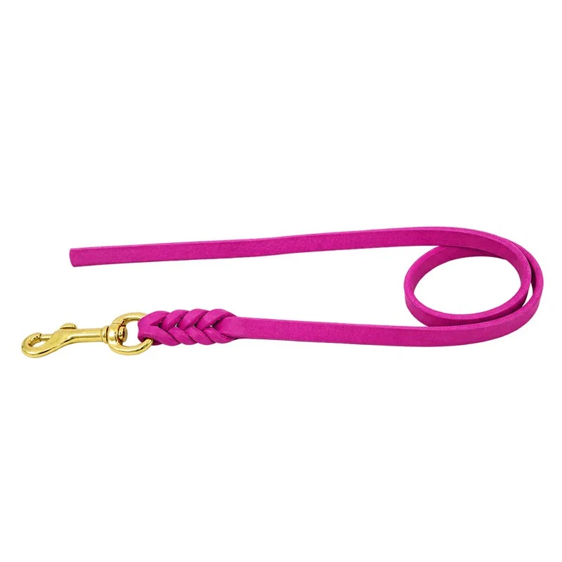 Bellepet Fettlederleine ohne Handschlaufe – Messing