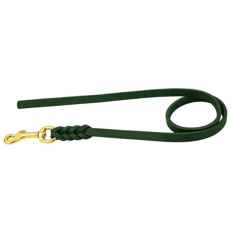 Bellepet Fettlederleine ohne Handschlaufe – Messing