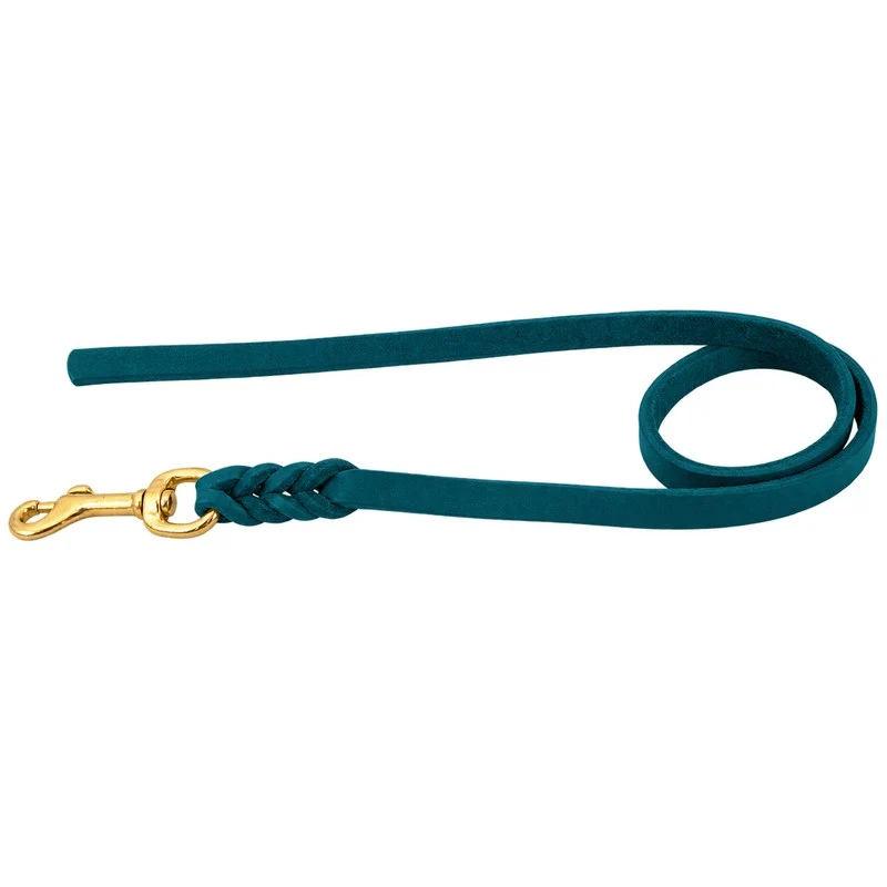 Bellepet Fettlederleine ohne Handschlaufe – Messing