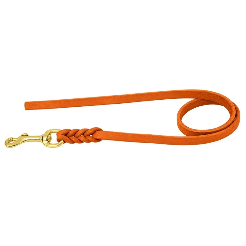 Bellepet Fettlederleine ohne Handschlaufe – Messing