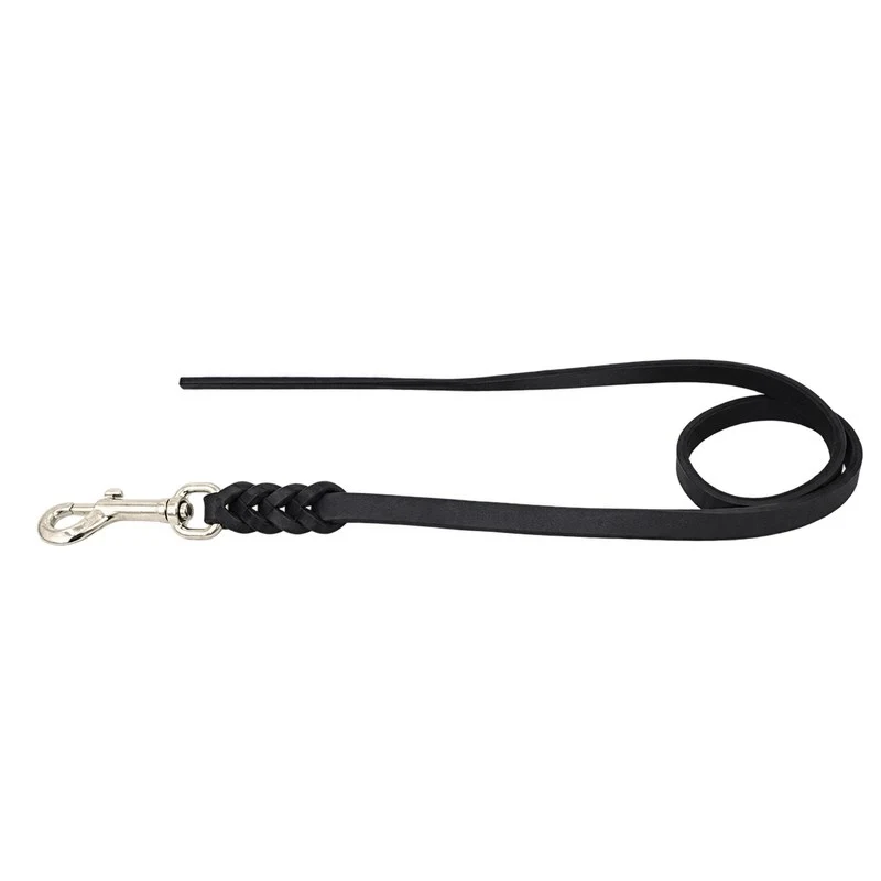 Bellepet Fettlederleine ohne Handschlaufe – Chrom