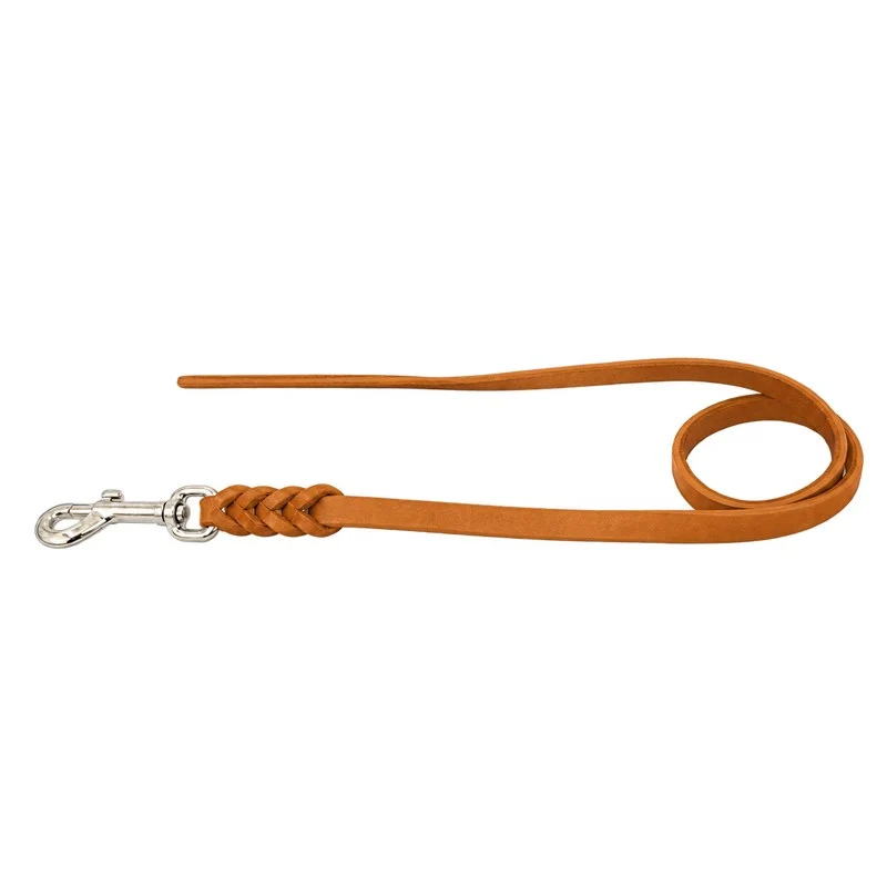 Bellepet Fettlederleine ohne Handschlaufe – Chrom
