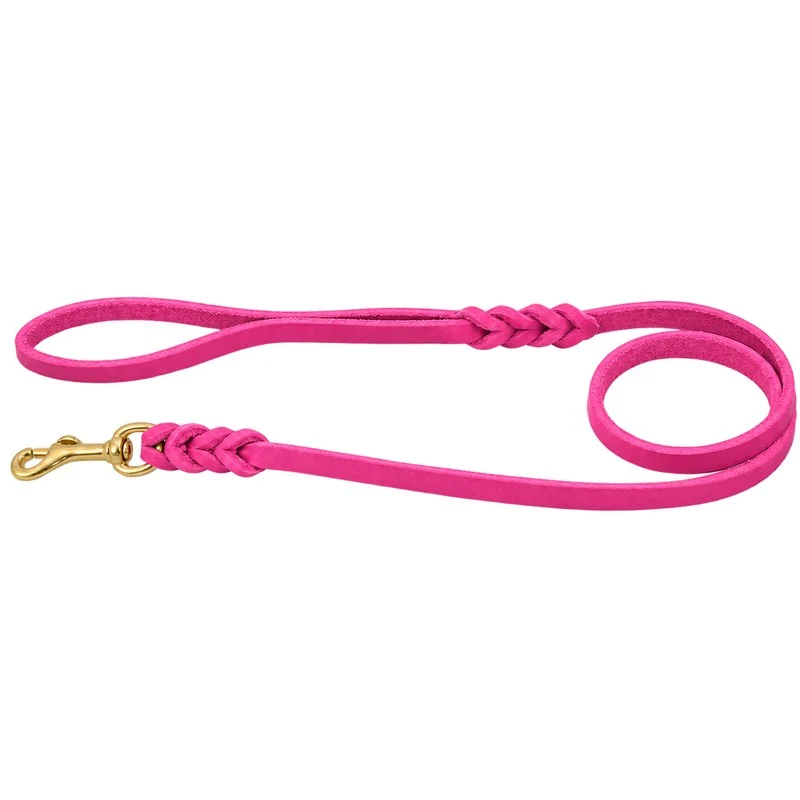 Bellepet Fettlederleine mit Handschlaufe – Messing