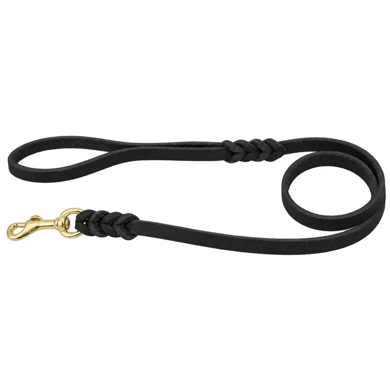 Bellepet Fettlederleine mit Handschlaufe – Messing
