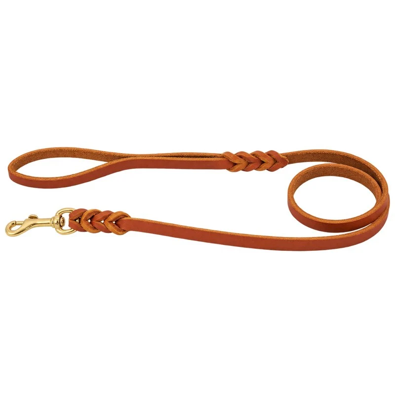Bellepet Fettlederleine mit Handschlaufe – Messing