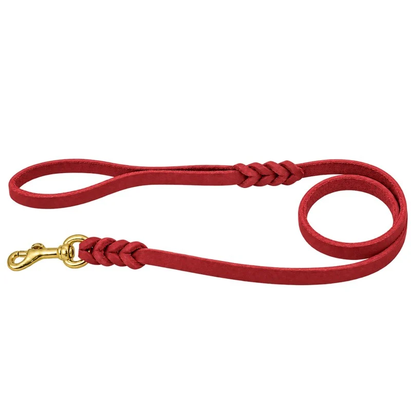 Bellepet Fettlederleine mit Handschlaufe – Messing