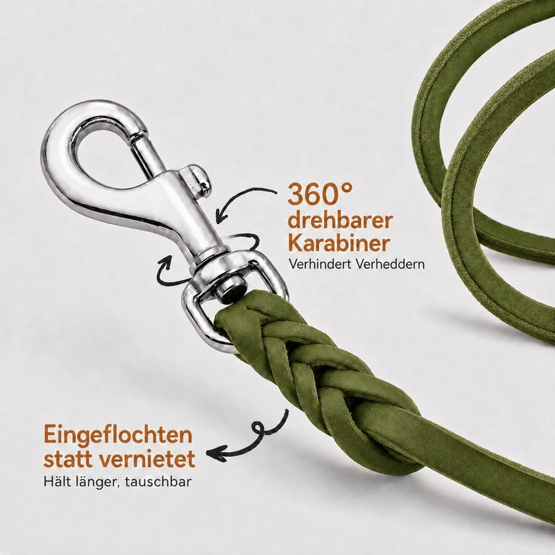 Bellepet Fettlederleine mit Handschlaufe – Messing
