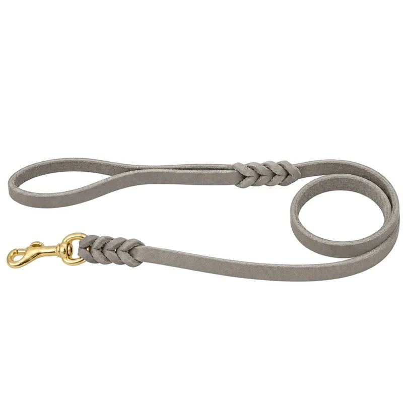 Bellepet Fettlederleine mit Handschlaufe – Messing