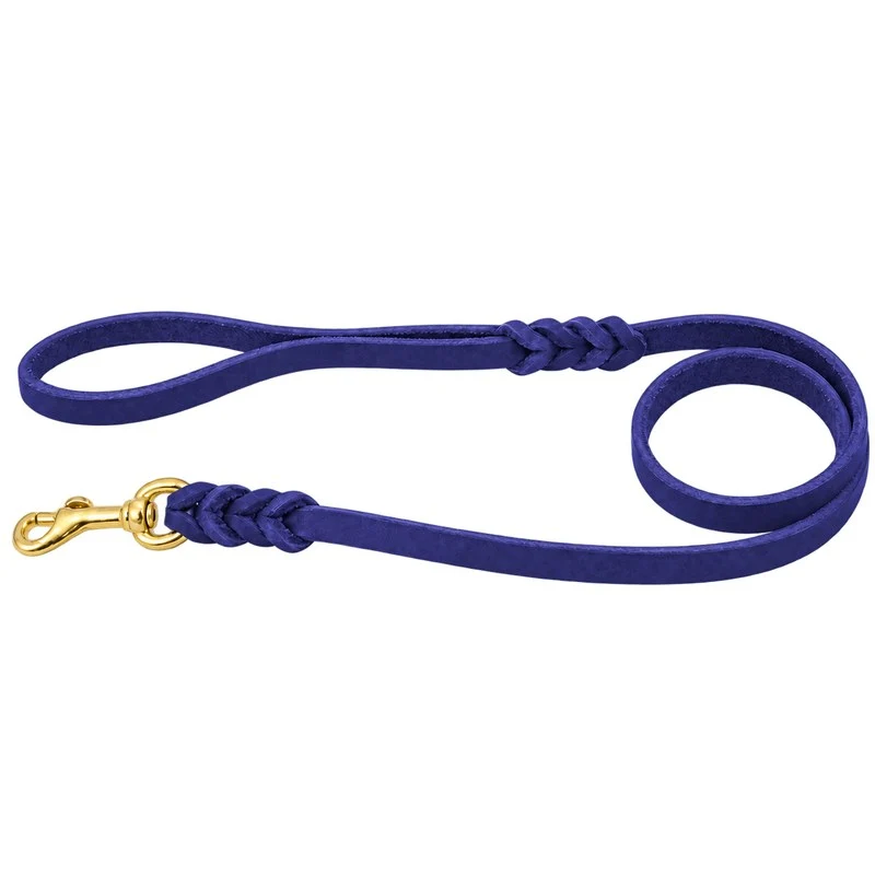 Bellepet Fettlederleine mit Handschlaufe – Messing