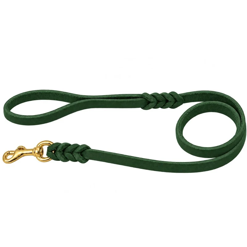 Bellepet Fettlederleine mit Handschlaufe – Messing