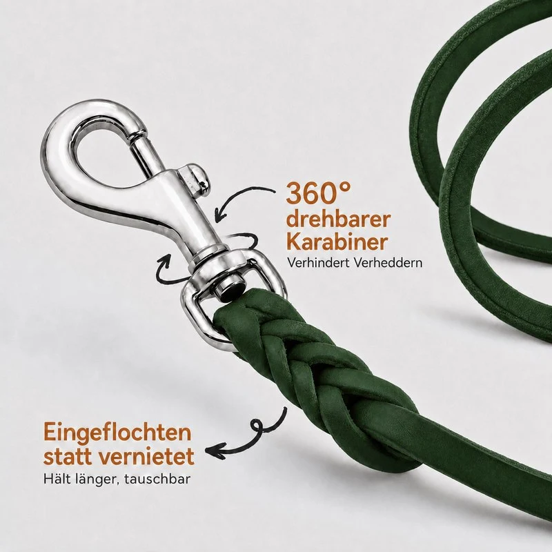 Bellepet Fettlederleine mit Handschlaufe – Messing