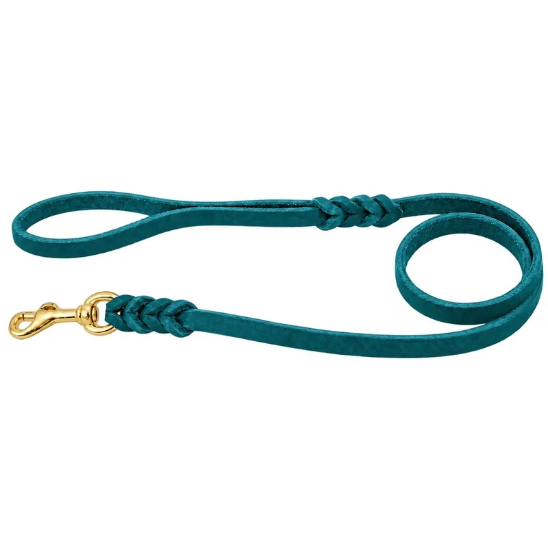 Bellepet Fettlederleine mit Handschlaufe – Messing
