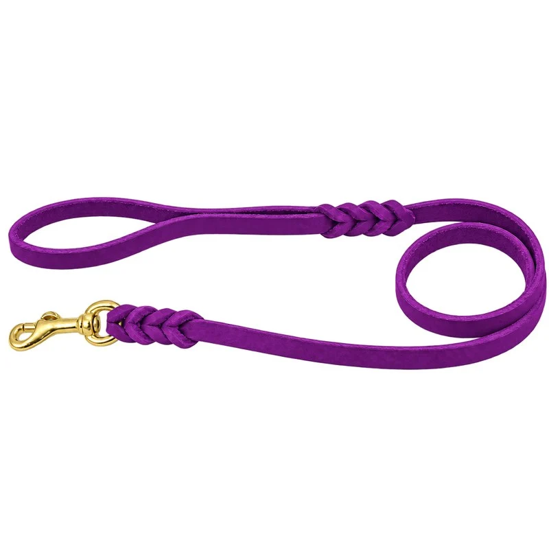 Bellepet Fettlederleine mit Handschlaufe – Messing