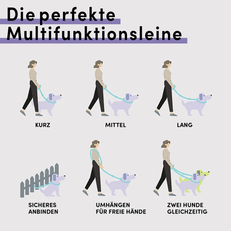 Multifunktionsleine gepolstert - Schwarz