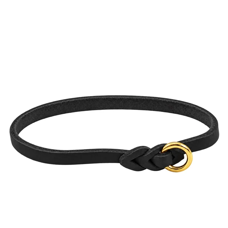 Bellepet leichtes Halsband aus Fettleder – Chrom