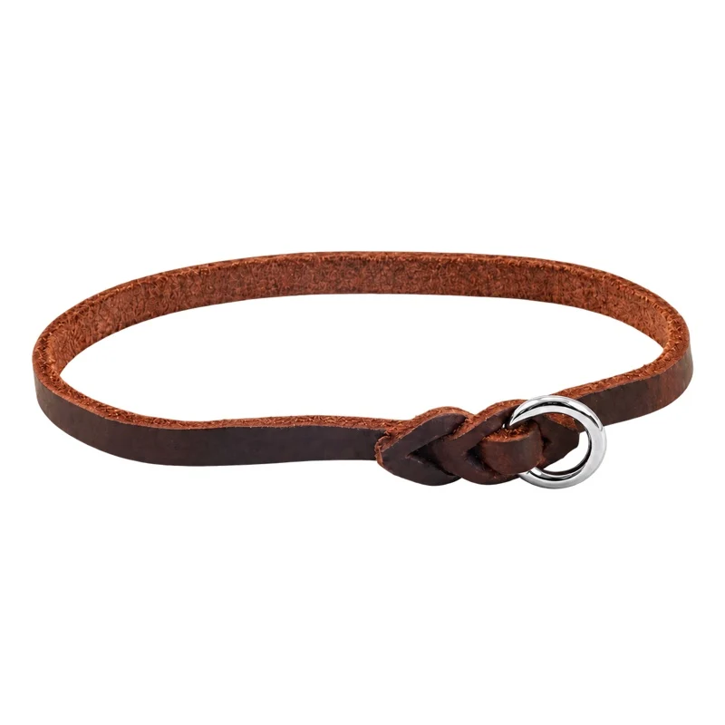 Bellepet leichtes Halsband aus Fettleder – Chrom