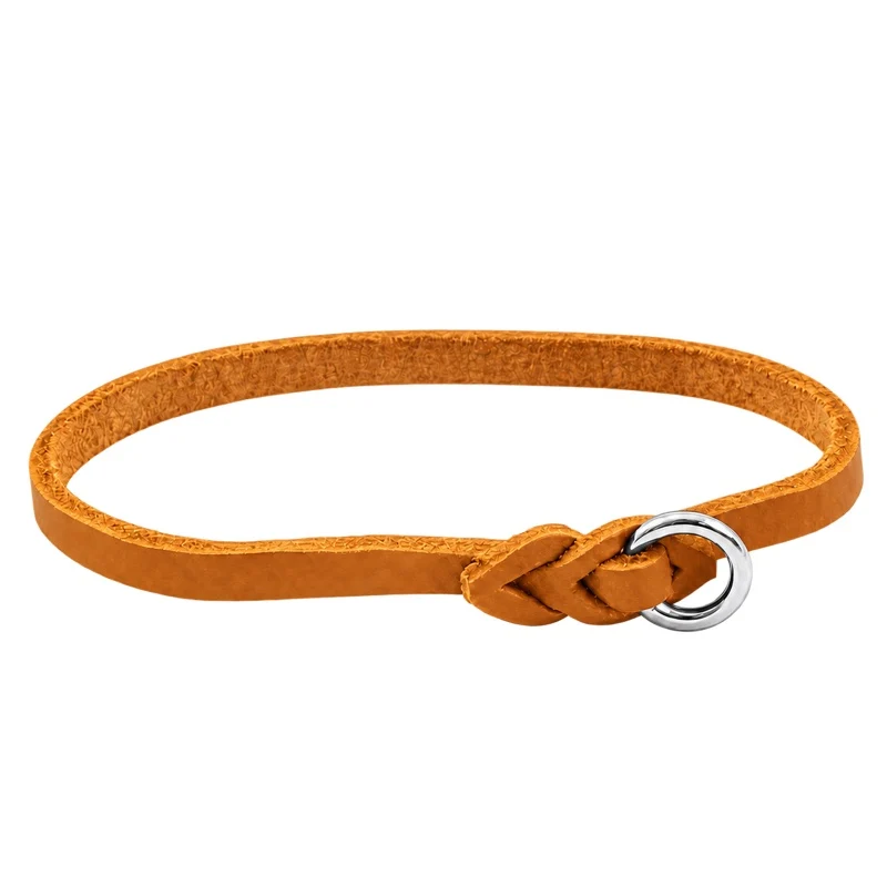Bellepet leichtes Halsband aus Fettleder – Chrom