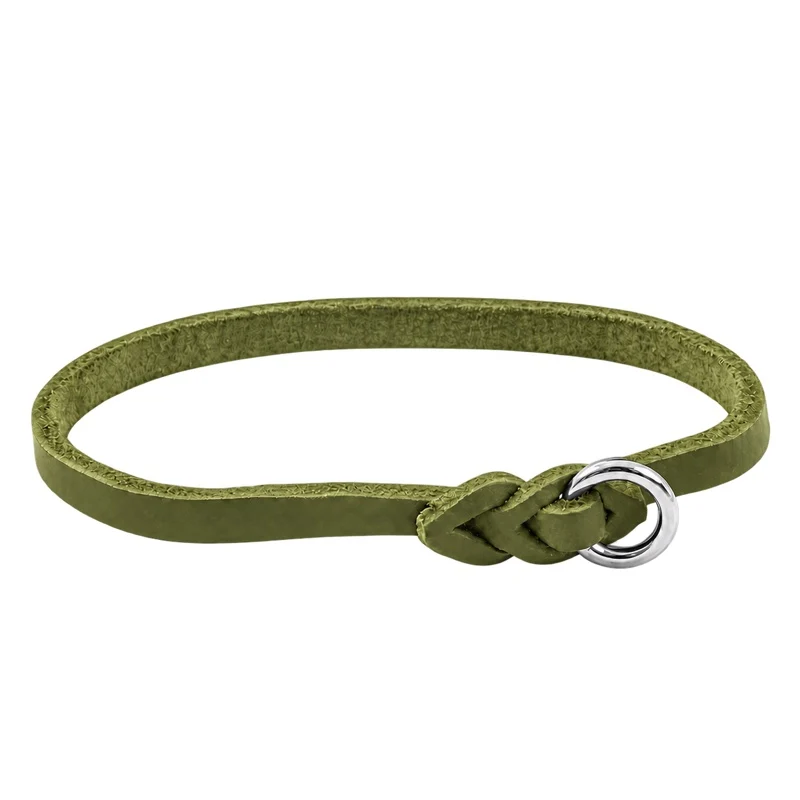 Bellepet leichtes Halsband aus Fettleder – Chrom