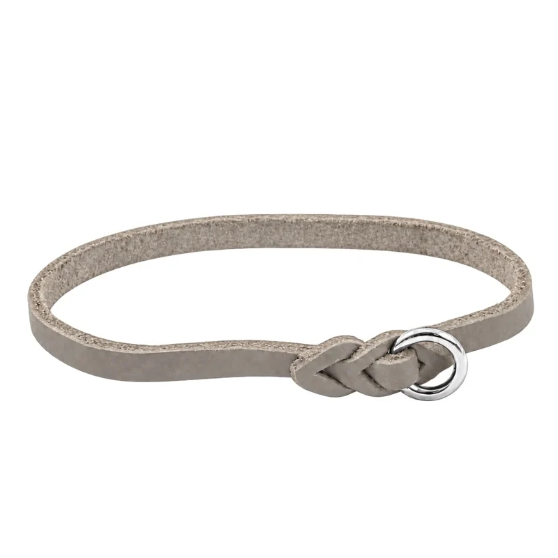 Bellepet leichtes Halsband aus Fettleder – Chrom