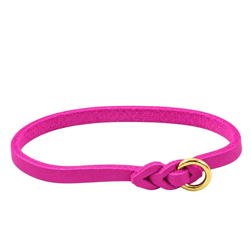 Bellepet leichtes Halsband aus Fettleder – Chrom