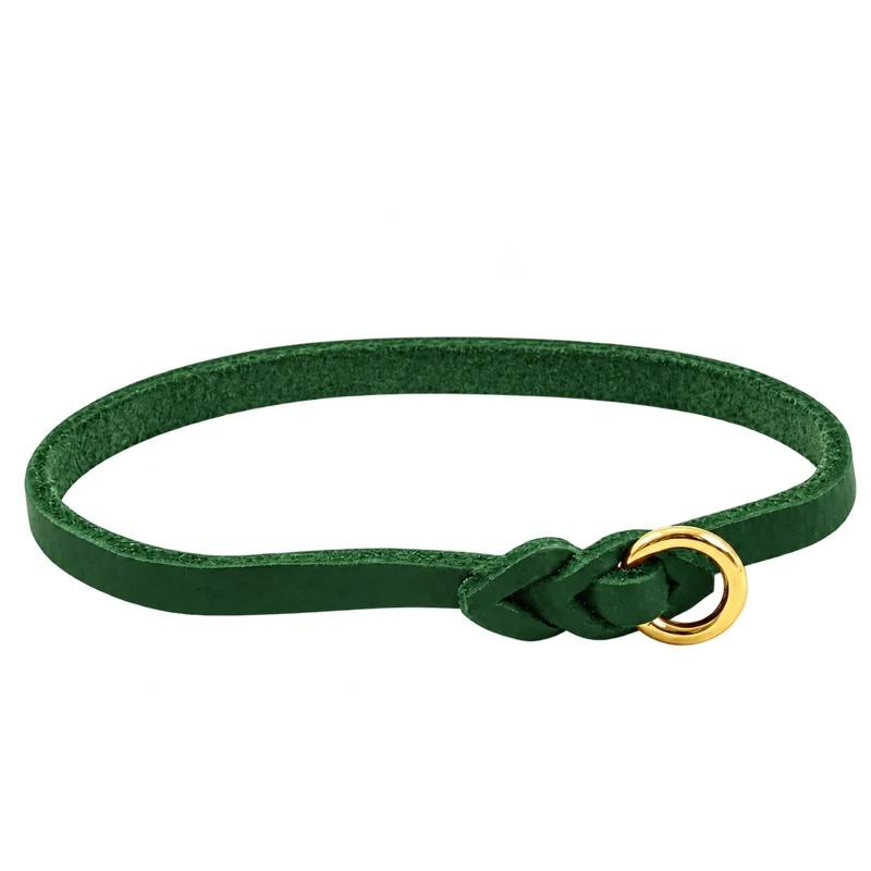 Bellepet leichtes Halsband aus Fettleder – Chrom