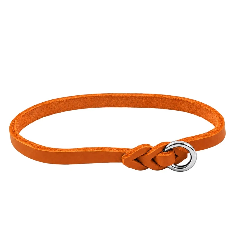Bellepet leichtes Halsband aus Fettleder – Chrom