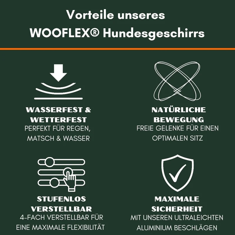 Y-Hundegeschirr WOOFLEX® 4fach-verstellbar mit Griff und Sicherheitsschnallen Hunting Green - wasserfest