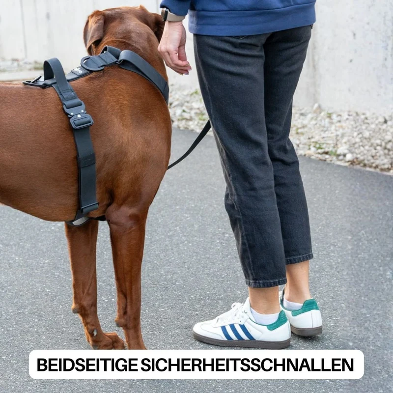 Y-Hundegeschirr WOOFLEX® 4fach-verstellbar mit Griff und Sicherheitsschnallen Phantom Black - wasserfest
