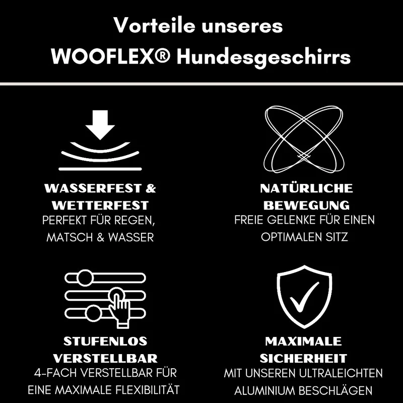 Y-Hundegeschirr WOOFLEX® 4fach-verstellbar mit Griff und Sicherheitsschnallen Phantom Black - wasserfest
