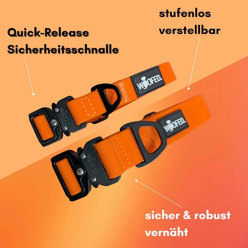 Halsband WOOFLEX® Tactical verstellbar ohne Griff Sunset Orange