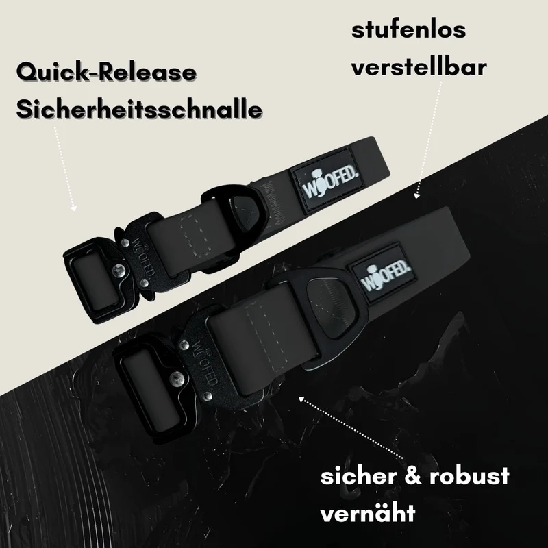 Halsband WOOFLEX® Tactical verstellbar ohne Griff Phantom Black