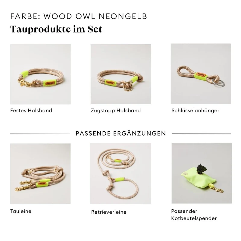 Festes Halsband Wood Owl NEONGELB