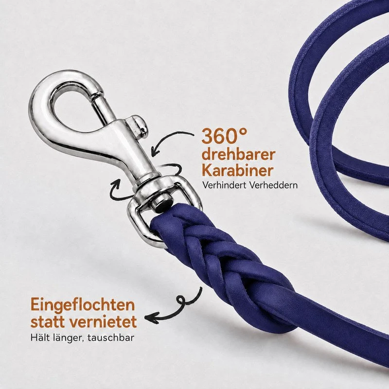 Bellepet Fettlederleine / Schleppleine ohne Handschlaufe – Chrom