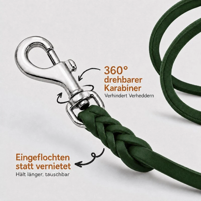 Bellepet Fettlederleine / Schleppleine ohne Handschlaufe – Chrom