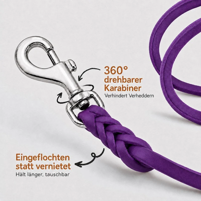 Bellepet Fettlederleine / Schleppleine ohne Handschlaufe – Chrom