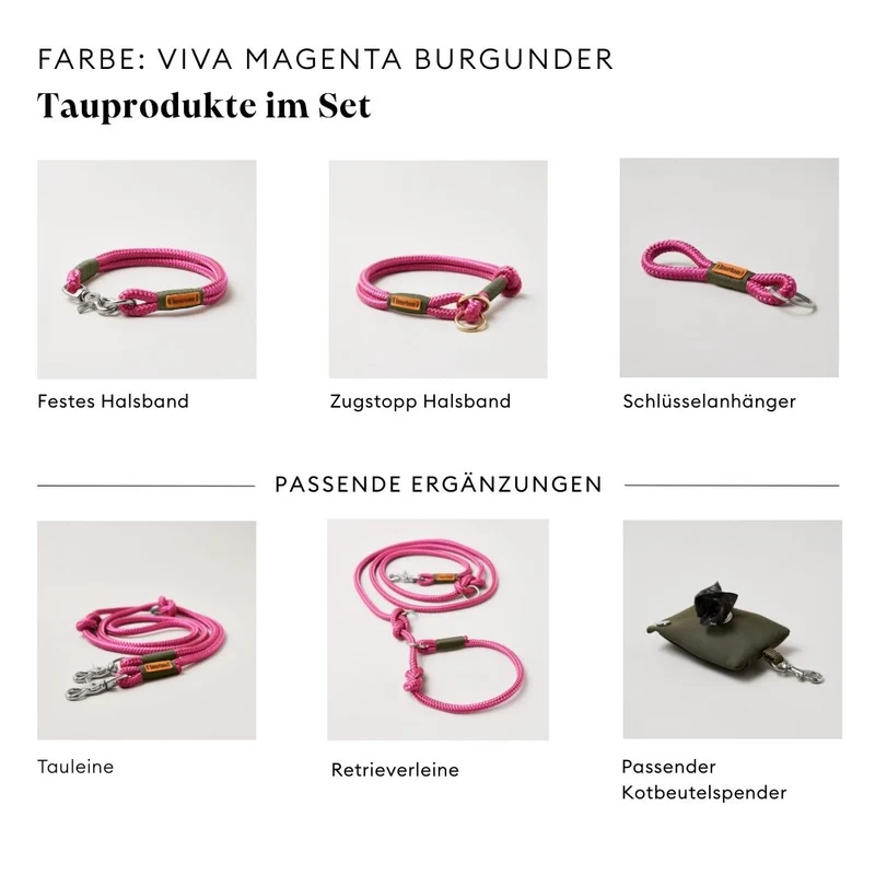 Tauleine Viva Magenta OLIV, 250 cm (Umhängeleine)