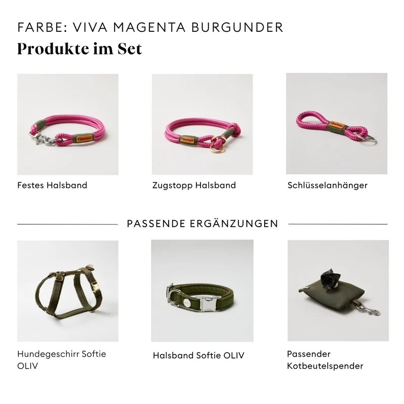 Tauleine Viva Magenta OLIV, 250 cm (Umhängeleine)