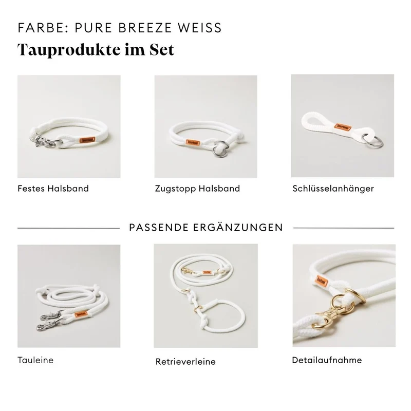Tauleine Pure Breeze WEISS, 250 cm (Umhängeleine)