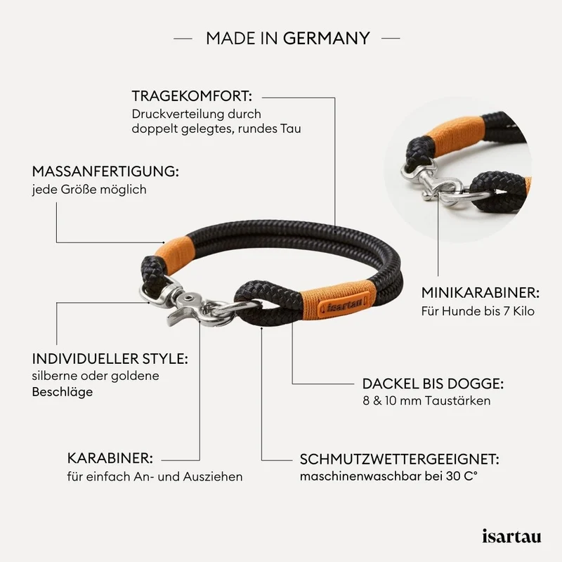 Festes Halsband Black Mamba ROST-ORANGE