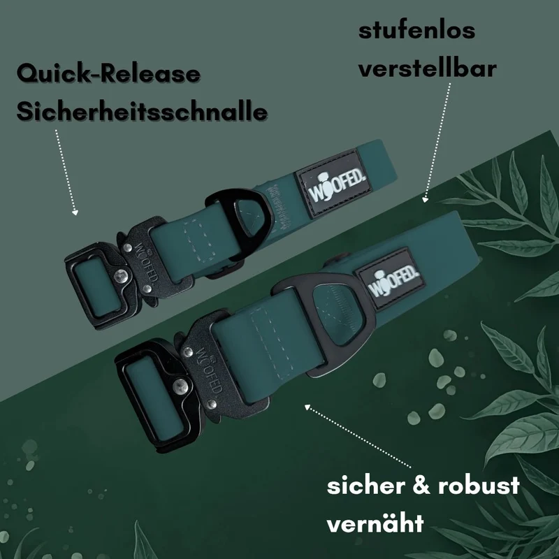 Halsband WOOFLEX® Tactical verstellbar ohne Griff Hunting Green