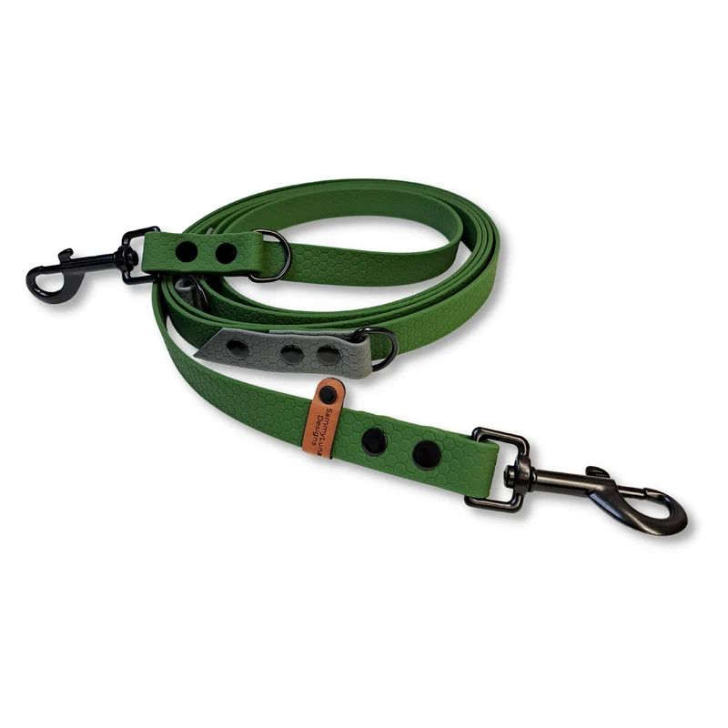 HEXA-Gurtband Hundeleine *Olive x Grau*