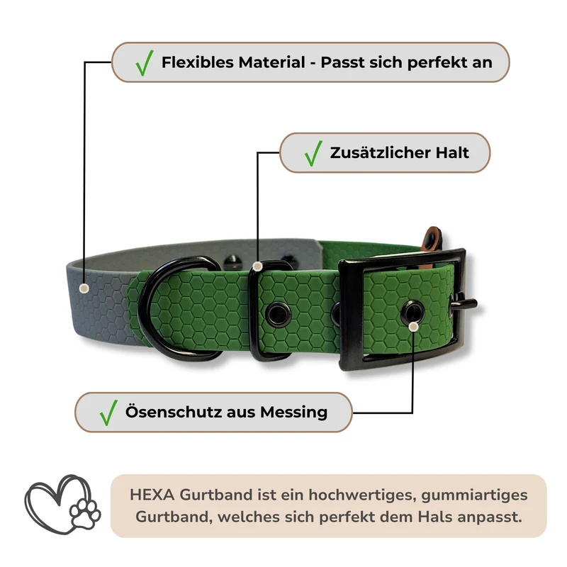 Halsband Hexa *Olive x Grau*