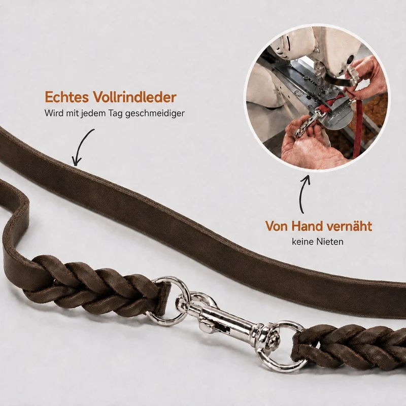 Bellepet Fettleder Verlängerungsleine / Polizeileine verstellbar – Chrom
