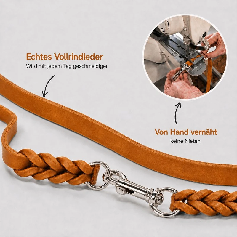 Bellepet Fettleder Verlängerungsleine / Polizeileine verstellbar – Chrom