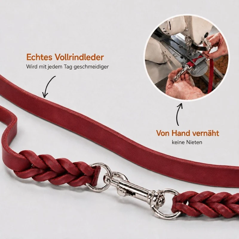 Bellepet Fettleder Verlängerungsleine / Polizeileine verstellbar – Chrom