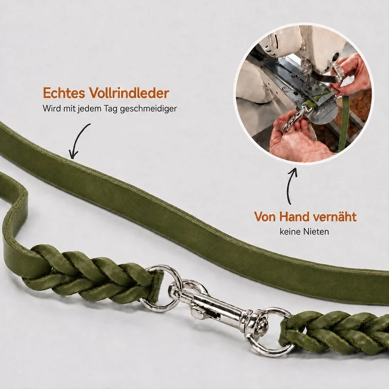 Bellepet Fettleder Verlängerungsleine / Polizeileine verstellbar – Chrom