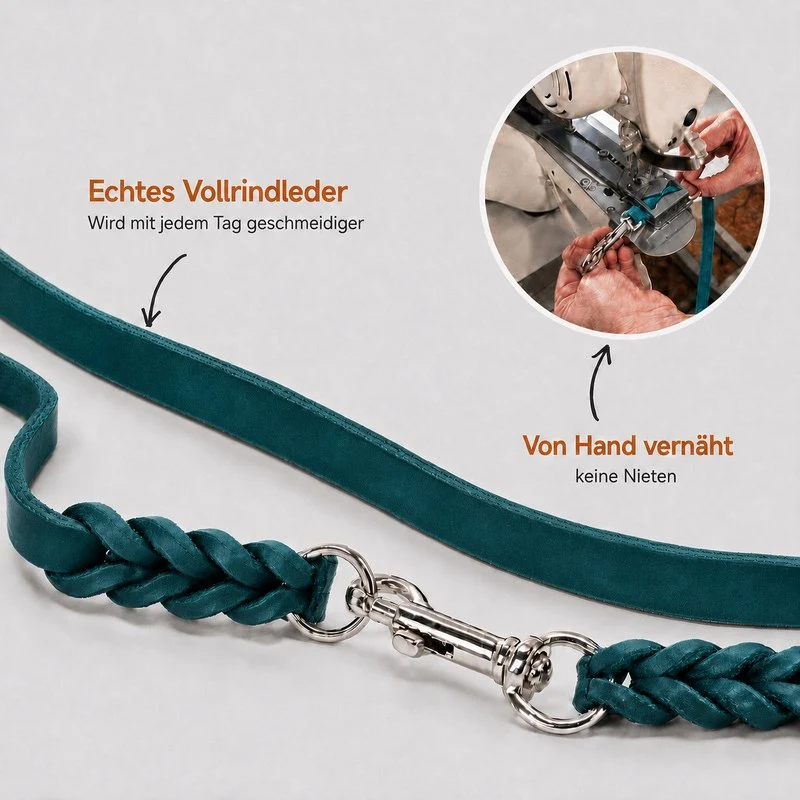 Bellepet Fettleder Verlängerungsleine / Polizeileine verstellbar – Chrom