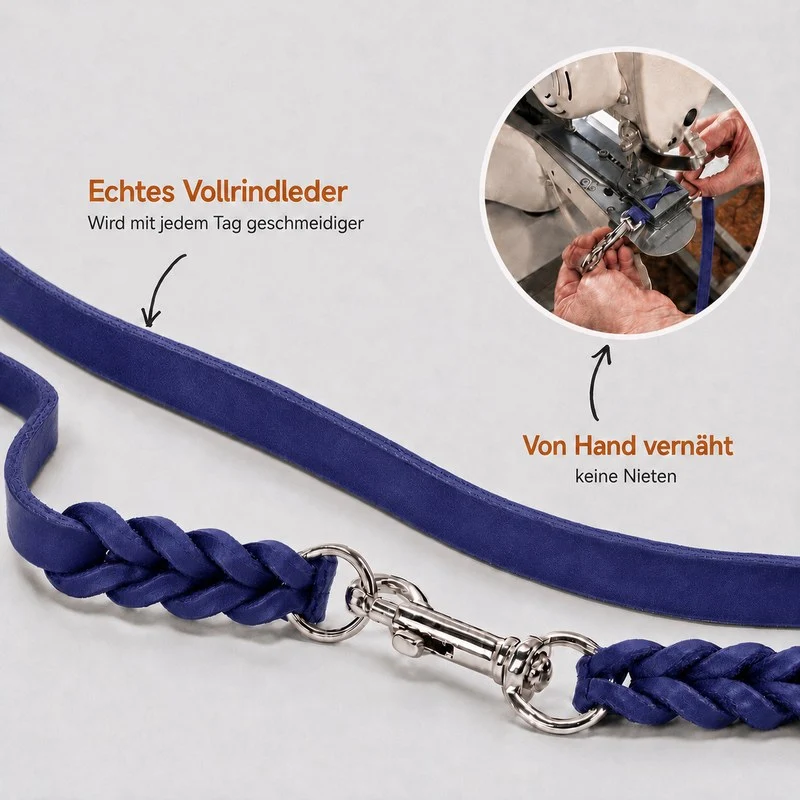 Bellepet Fettleder Verlängerungsleine / Polizeileine verstellbar – Chrom