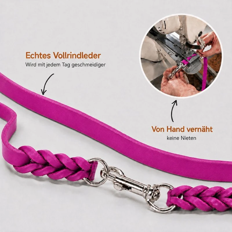 Bellepet Fettleder Verlängerungsleine / Polizeileine verstellbar – Chrom